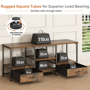 Meuble TV en bois de 47 pouces pour téléviseurs de 65 pouces, console multimédia avec station de charge USB et Type C intégrée, centre de divertissement avec rangement - Product Image 4
