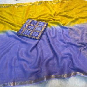 Sari en viscose georgette au design tendance avec chemisier en viscose lourd pour femme, idéal pour les soirées, séchage rapide, fabriqué en Inde - Product Image 1