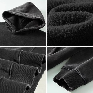 Sweat-shirts à capuche surdimensionnés OEM de haute qualité 400 GSM, effet délavé vintage, couleurs personnalisées, logo et lettres personnalisés, décontractés pour hommes, hiver - Product Image 6