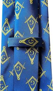 Cravate maçonnique avec motif équerre et boussole - [Bleu et Or] Fabriquée en polyester, motif équerre et boussole maçonniques - Product Image 4