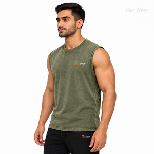 Débardeurs d'entraînement d'été pour hommes vêtements de sport respirants sans manches vêtements de sport unis avec décoration d'insigne haut de couleur unie - Product Image 2