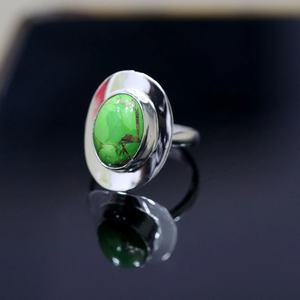 Natural <b>Green</b> Copper Turquoise 925 Sterling Silver Handmade <b>Ring</b> Elegant Gemstone Statement Jewelry Boho <b>Ring</b> for Women - Product Image 2