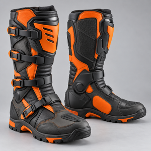 Bottes de moto longues de haute qualité, chaussures de moto avec boucles réglables, protection de sécurité et durabilité pour l'extérieur - Product Image 1
