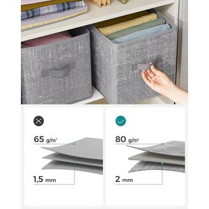 Contenitori portaoggetti a cubo da 11 pollici in tessuto non tessuto, set da 6 con doppie maniglie, organizer pieghevoli per armadi - Product Image 5