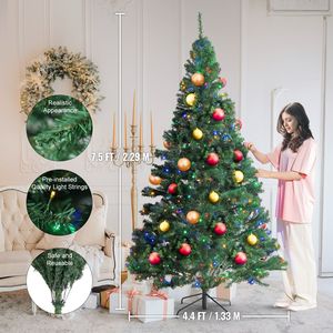 Albero di Natale Artificiale Preilluminato da 2,3 m con 550 Luci LED Multicolore e 1346 Punte di Rami, Decorazione Completa per Feste Natalizie - Product Image 2