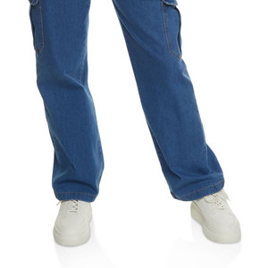 Pantalon cargo ample à taille haute pour homme grande taille, coupe ample, en toile de coton avec poches, vêtements décontractés d'automne - Product Image 2