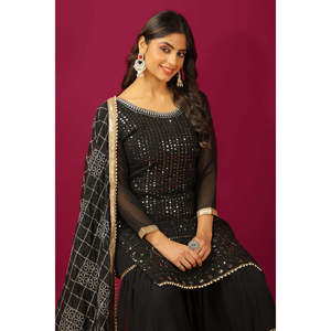 Conjuntos de diseñador para mujer Faux Georgette Heavy Top Plazzo con Dupatta Elegante y elegante - Product Image 6