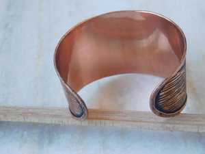 Engraved <b>Copper</b> Cuff Wide Bracelet Open <b>Bangle</b> Handmade Jewelry Artisan Crafted Textured Design Statement Jewelry <b>Copper</b> - Product Image 4