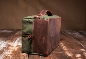 Bolsa de Aseo de Lona y Cuero, Impermeable, Organizador de Viaje, Kit de Almacenamiento de Cosméticos, Alta Calidad, LCTB-0027 - Product Image 4