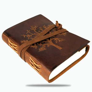 Carnet de notes A5 personnalisé en cuir fait main style vintage Arbre de Vie, design fabricant, avec logo personnalisé - Product Image 1
