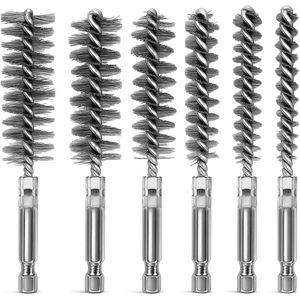 6-Piece Stainless Steel Bore <b>Brush</b> Set 6 Size Twisted <b>Wire</b> Cleaning <b>Brush</b> with 1/4 Inch Hex Shank Copper Pipe Cleaner - Product Image 1