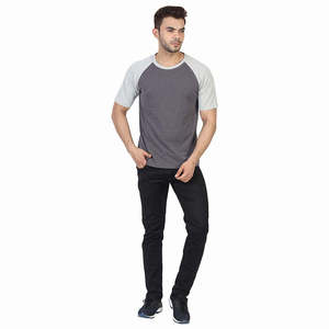 Men's <b>Raglan</b> Sleeve T-Shirt Solid Color Block O-Neck Regular Fit Casual Knitted 100% Cotton Short Sleeve <b>Top</b> - Product Image 1