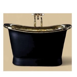 Brass Oval Freestanding <b>Bathtub</b> Luxury Handmade Elegant Style Black Enamel/Brass Polish Finish Eco-Friendly Bath Tub - Product Image 2