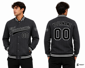 <b>Men</b> Winter Collarless Varsity <b>Jacket</b> Plain Dyed Woolen Stylish Casual Trendy Fashion Wool Blend Sleeve College <b>Baseball</b> Team - Product Image 4