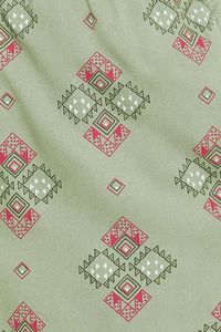 Women's Green Geometric Print Shorts <b>Elastic</b> Waist Knitted Cotton Breathable Regular Fit Casual Style - Product Image 6