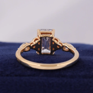 1-5 Ct <b>Emerald</b> Cut Lab Created Moissanite <b>Ring</b> Luxury 14k Yellow Gold plated Engagement <b>Ring</b> Multi Stone Wedding <b>Ring</b> For Her - Product Image 3