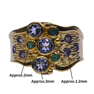 Wedding Wear 925 Sterling <b>Silver</b> Gold Plated Jewelry Blue Topaz White Topaz <b>Emerald</b> Gemstone Women Wear Classic <b>Ring</b> - Product Image 5