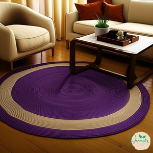 Tapis rond bohème en jute avec pompons verts, tapis artisanal en fibres naturelles écologiques pour salon et décoration intérieure - Product Image 6