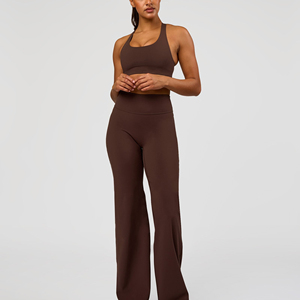 Soutien-gorge de sport dos nageur pour femme, couleur unie, col rond, sans couture, maintien moyen, pour yoga et fitness - Product Image 4