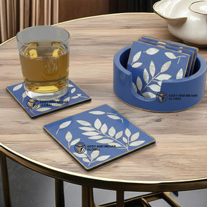 Best Quality Durable Blue & <b>White</b> Mother of Pearl 24-Piece Square Eco-Friendly <b>Coaster</b> Set Elegant Available in Bulk Quantity - Product Image 4