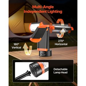 Lampada da Lavoro LED Ricaricabile 10Ah con 2200 Lumen, 3 Teste Luminose e Treppiede Staccabile per Campeggio e Officine, Alimentazione DC - Product Image 3