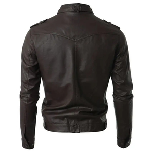 <b>Men's</b> Casual Faux <b>Leather</b> <b>Jacket</b> Solid Color PU with Hooded Stand Collar Regular Fit Motorcycle <b>jacket</b> for <b>men</b> - Product Image 5