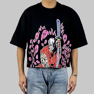 Camiseta Corta de Último Diseño 2026 para Hombre, Personalizable con Serigrafía, 100% Algodón, Color Negro, Corte Holgado y Transpirable - Product Image 1