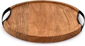 Plateau de service en bois naturel fait à la main, forme ovale, design bohème, pour mariage, Diwali, décoration de la maison, utilisation en cuisine, prix raisonnable - Product Image 2