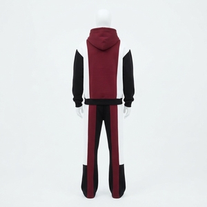 Ensemble de survêtement homme noir, rouge et blanc, veste zippée et pantalon évasé, streetwear et sportswear personnalisés - Product Image 3