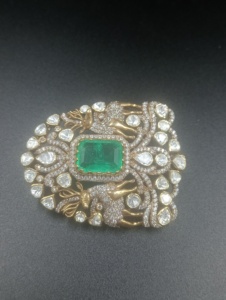 Broche de luxe en argent Amaira Jewels, motif paon, taille émeraude, diamant poire, bijoux fins unisexes, cadeau - Product Image 6
