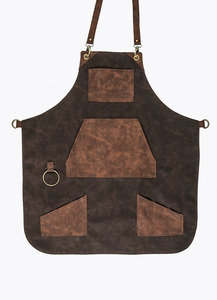 Cape de coiffure en cuir durable avec poches multifonctions, style suède marron, à porter croisé dans le dos - Product Image 3
