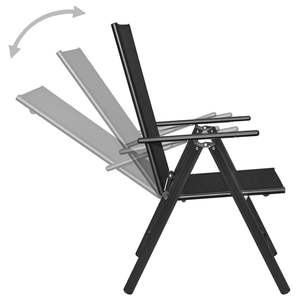 Ensemble de salle à manger en aluminium et textilène noir thermolaqué de taille moyenne avec mobilier de jardin en verre - Product Image 5