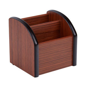 Custom Logo Small Wooden Standing Pencil Holder School Office Home Desk Organizer for Phone Ballpoint Pen Marker Storage - Product Image 2