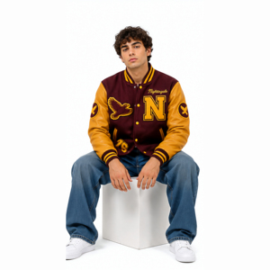 Chaqueta Bomber Varsity de Béisbol Personalizada para Hombre, de Nylon/Algodón, Cuello Redondo, Bordado Frontal, Chaqueta de Moda de Invierno - Product Image 4