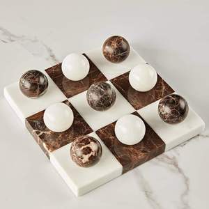 Juego de tres en raya de mármol, juego de tres en raya de lujo, juego de tres en raya de piedra, tablero de tres en raya de mármol, juego de mesa decorativo, decoración moderna de tres en raya - Product Image 2
