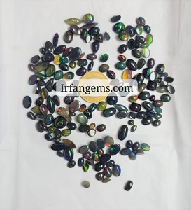 Magnifique Opale Noire Éthiopienne de Qualité Supérieure, Pierre Précieuse Naturelle Multi-Feu, Formes Mixtes, Cabochon, pour la Fabrication de Bijoux - Product Image 4