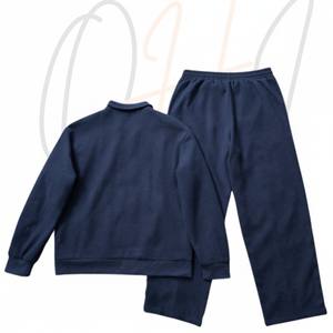 Ensemble de survêtement pour homme personnalisé avec logo, léger, respirant, en coton, coupe ample, deux pièces, veste à fermeture éclair marine, pantalon de survêtement à jambes larges - Product Image 3