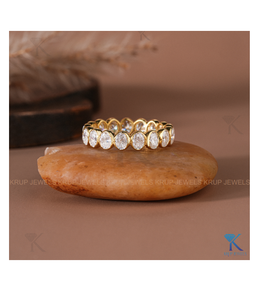 Anillo de Eternidad con Bisel de Corte Ovalado de Diseñador, Anillo de Boda de Oro Amarillo Sólido para Mujer, Joyería de Lujo, Diseño Personalizado - Product Image 1