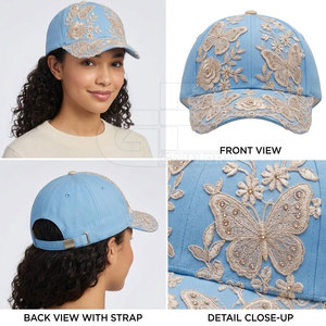 <b>Women</b> Floral Lace Baseball <b>Hat</b> Stylish Adjustable Fit Lightweight Headwear For <b>Summer</b> Travel Outdoor And Daily Wear - Product Image 6