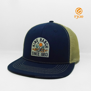 Gorra de béisbol estructurada de 5 paneles con visera plana, de malla, tipo trucker, snapback, de sarga de algodón, ajustable, OEM, personalizada al por mayor - Product Image 1