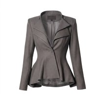 Blazer de costume professionnel pour femme, col en V, double boutonnage, tricoté uni, anti-plis, respirant et confortable