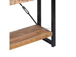 Étagère de rangement et bibliothèque industrielle moderne en bois massif et métal à 3 niveaux pour salon, chambre et bureau, 1,5 m+ - Product Image 4