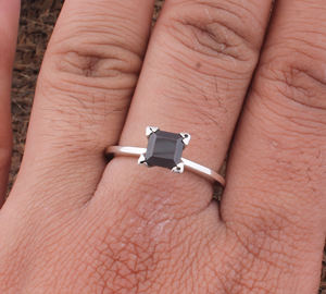 Bague cocktail en argent sterling avec quartz fumé naturel serti clos, style vintage, bijou de déclaration pour femme, cadeau - Product Image 3