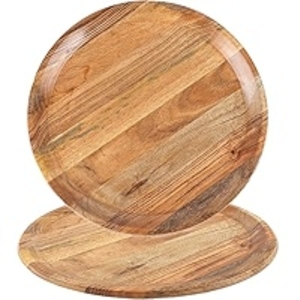 Rustic Wooden Charger <b>Plate</b> Round Natural Wood Dinner <b>Plate</b> Base Underplate <b>Decorative</b> Tableware for Wedding Hotel Party Decor - Product Image 1