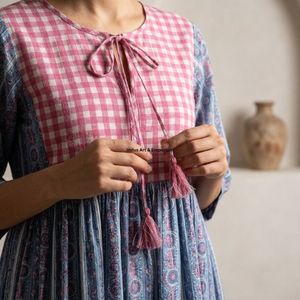 Beautiful floral Cotton Block Printed dress Dress For Casual wear Hand Block Printed Dress - Product Image 4