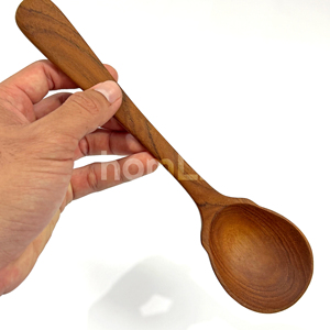 Mini-louche en bois de teck naturel OEM, petite cuillère de service pour sauce, soupe, bouillie, ustensiles de cuisine en bois faits à la main, écologiques - Product Image 5