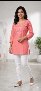 Women Trendy Yellow Embroidered Cotton Kurti For Women Traditional Loose Fit Midi Length Casual Wear Indian Pakistani Style <b>Top</b> - Product Image 2
