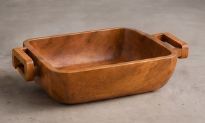 Cuenco de Servir Rectangular de Madera de Mango con Acabado en Nogal, Resistente, con Asas de Madera Tallada - Product Image 3
