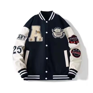 Veste universitaire personnalisée pour homme, couleur marine, col montant, style baseball, avec broderie du nom et du numéro. - Product Image 2