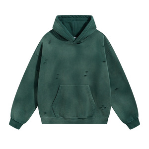 Sudadera Clásica con Efecto Desgastado y Detalles Sutiles, Tejido Afelpado para Mayor Comodidad Casual, Estilo Urbano Moderno - Product Image 5